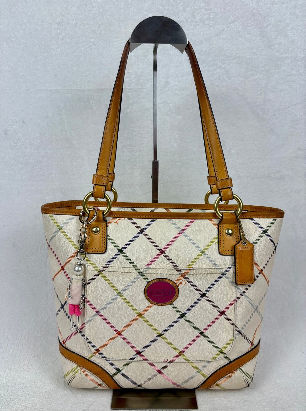 Coach Peyton Tattersall Tote in Durable Coated Canvas